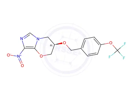 Chemical structure of (R)-8-Nitro-3-((4-(trifluoromethoxy)benzyl)oxy)-3,4-dihydro-2H-imidazo[5,1-b][1,3]oxazine