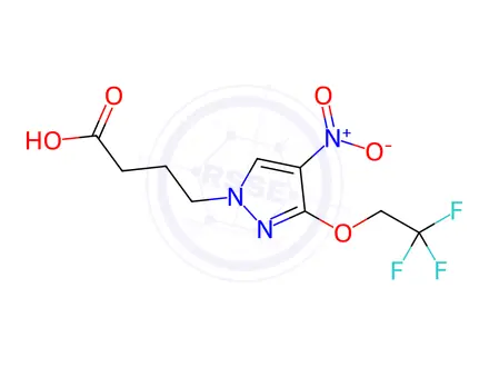 Chemical structure of 4-[4-nitro-3-(2,2,2-trifluoroethoxy)-1H-pyrazol-1-yl]butanoic acid