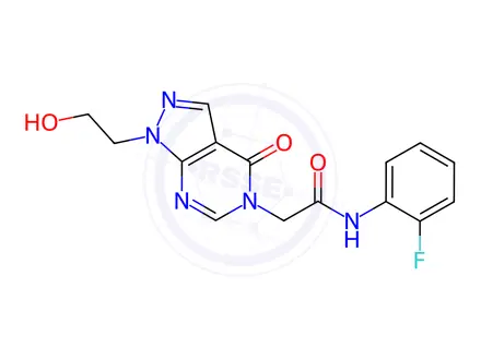 Chemical structure of N-(2-Fluorophenyl)-2-(1-(2-hydroxyethyl)-4-oxo-1,4-dihydro-5H-pyrazolo[3,4-d]pyrimidin-5-yl)acetamide