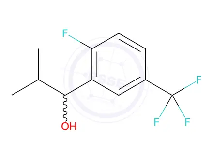 Chemical structure of 1-(2-fluoro-5-(trifluoromethyl)phenyl)-2-methylpropan-1-ol