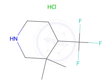 Chemical structure of 3,3-dimethyl-4-(trifluoromethyl)piperidine hydrochloride
