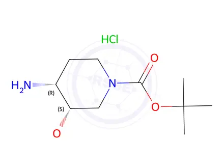 Chemical structure of tert-Butyl (3S,4R)-4-amino-3-methoxypiperidine-1-carboxylate hydrochloride
