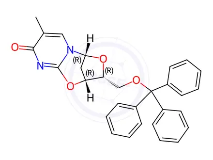 Chemical structure of 5-O-Trityl-2,3’-anhydrothymidine