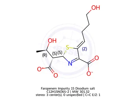 Chemical structure of Faropenem Impurity 15 Disodium salt