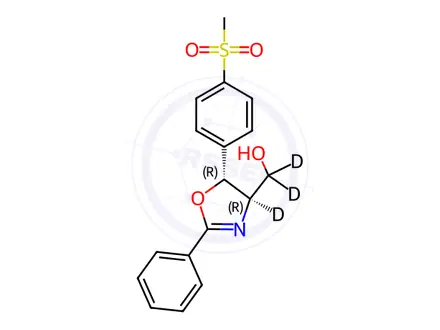 Chemical structure of (4R,5R)-4,5-Dihydro-5-[4-(methylsulfonyl)phenyl]-2-phenyl-4-oxazolemethanol-d3