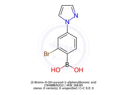 Chemical structure of (2-Bromo-4-(1H-pyrazol-1-yl)phenyl)boronic acid