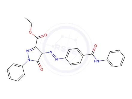 Chemical structure of ethyl 5-oxo-1-phenyl-4-[[p-(phenylcarbamoyl)phenyl]azo]-2-pyrazoline-3-carboxylate
