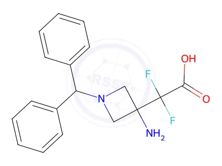 Chemical structure of 2-(3-Amino-1-benzhydrylazetidin-3-yl)-2,2-difluoroacetic acid