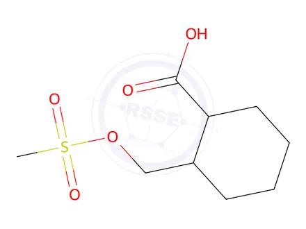 Chemical structure of 2-{[(methanesulfonyl)oxy]methyl}cyclohexane-1-carboxylic acid
