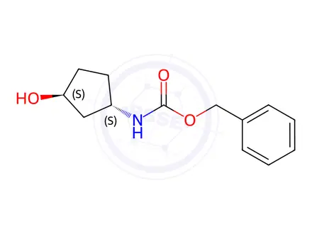 Chemical structure of Carbamic acid, N-[(1S,3S)-3-hydroxycyclopentyl]-, phenylmethyl ester