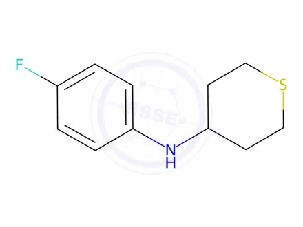 Chemical structure of N-(4-fluorophenyl)tetrahydro-2H-thiopyran-4-amine