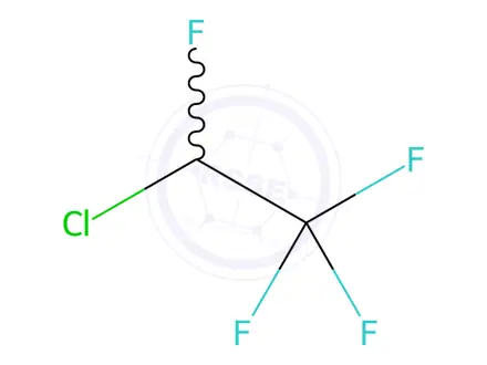 Chemical structure of 2-Chloro-1,1,1,2-tetrafluoroethane (Freon #124)