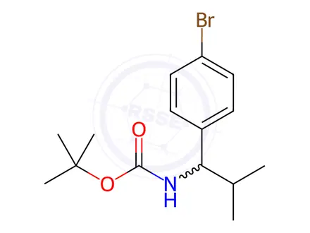 Chemical structure of Carbamic acid, N-[1-(4-bromophenyl)-2-methylpropyl]-, 1,1-dimethylethyl ester