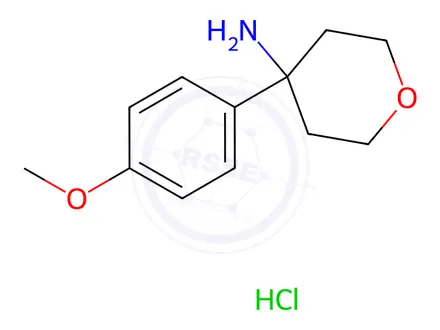 Chemical structure of 4-(4-Methoxyphenyl)oxan-4-amine Hydrochloride