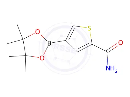 Chemical structure of 4-(4,4,5,5-Tetramethyl-1,3,2-dioxaborolan-2-yl)thiophene-2-carboxamide