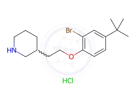 Chemical structure of 3-{2-[2-Bromo-4-(tert-butyl)phenoxy]-ethyl}piperidine hydrochloride