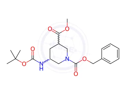 Chemical structure of 1-Benzyl 3-methyl 5-(tert-butoxycarbonylamino)-piperidine-1,3-dicarboxylate
