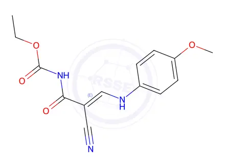 Chemical structure of Ethyl N-[2-cyano-3-(4-methoxyanilino)acryloyl]carbamate