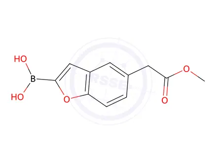 Chemical structure of (5-(2-Methoxy-2-oxoethyl)benzofuran-2-yl)boronic acid