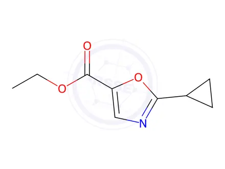 Chemical structure of 5-Oxazolecarboxylic acid, 2-cyclopropyl-, ethyl ester