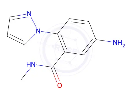 Chemical structure of 5-Amino-N-methyl-2-(1H-pyrazol-1-yl)benzamide