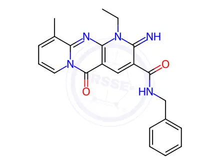 Chemical structure of N-Benzyl-1-ethyl-2-imino-10-methyl-5-oxo-2,5-dihydro-1H-dipyrido[1,2-a:2',3'-d]pyrimidine-3-carboxamide