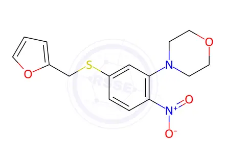 Chemical structure of 4-(5-((Furan-2-ylmethyl)thio)-2-nitrophenyl)morpholine