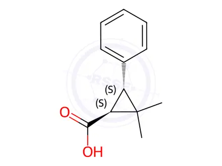 Chemical structure of (1S,3S)-2,2-Dimethyl-3-phenylcyclopropane-1-carboxylic acid