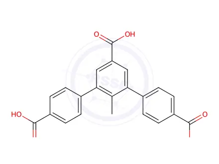 Chemical structure of [1,1':3',1''-Terphenyl]-4,4'',5'-tricarboxylic acid, 2'-methyl-