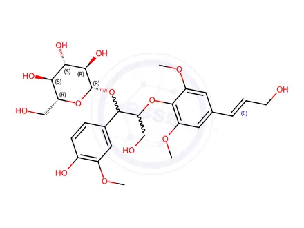 Chemical structure of erythro-Guaiacylglycerol β-sinapyl ether 7-O-glucoside