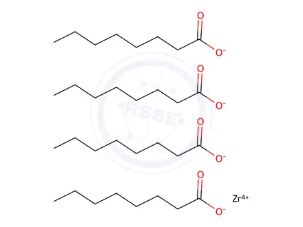 Chemical structure of octanoic acid, zirconium salt