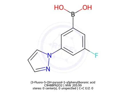 Chemical structure of (3-Fluoro-5-(1H-pyrazol-1-yl)phenyl)boronic acid