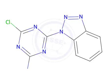 Chemical structure of 4-(1H-1,2,3-benzotriazol-1-yl)-6-chloro-1,3,5-triazin-2-amine