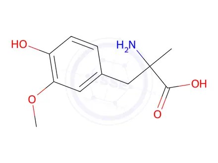 Chemical structure of 2-Amino-3-(4-hydroxy-3-methoxyphenyl)-2-methylpropanoic Acid