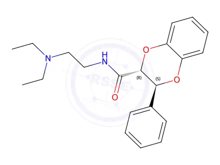 Chemical structure of 1,4-BENZODIOXAN-2-CARBOXAMIDE, N-(2-(DIETHYLAMINO)ETHYL)-3-PHENYL-, (E)-