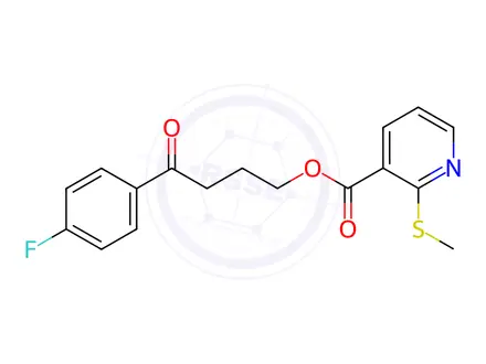 Chemical structure of 4-(4-Fluorophenyl)-4-oxobutyl 2-(methylthio)nicotinate