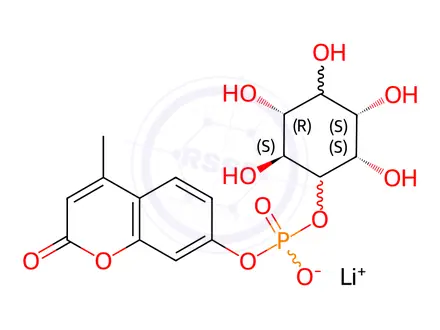 Chemical structure of 4-Methylumbelliferyl myo-Inositol 1-Phosphate Lithium Salt