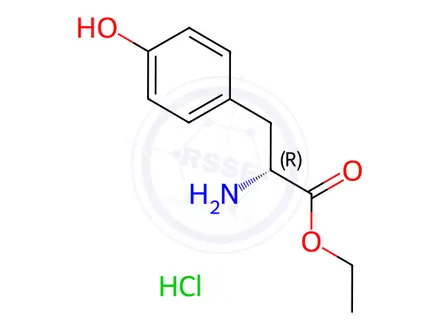 Chemical structure of Ethyl (2R)-2-amino-3-(4-hydroxyphenyl)propanoate;hydrochloride