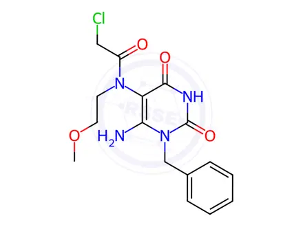 Chemical structure of N-(6-amino-1-benzyl-2,4-dioxo-1,2,3,4-tetrahydropyrimidin-5-yl)-2-chloro-N-(2-methoxyethyl)acetamide