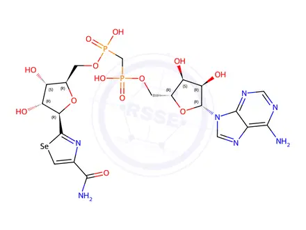 Chemical structure of beta-methylene selenazole-4-carboxamide adenine dinucleotide