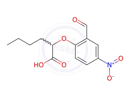 Chemical structure of 2-(2-Formyl-4-Nitrophenoxy)-Hexanoic Acid