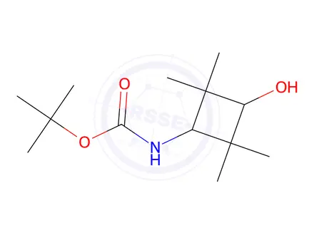 Chemical structure of trans-tert-butyl 3-hydroxy-2,2,4,4-(tetramethyl)cyclobutylcarbamate