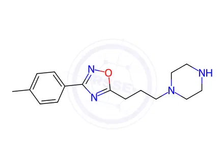 Chemical structure of 1-{3-[3-(4-Methylphenyl)-1,2,4-oxadiazol-5-yl]propyl}piperazine Dihydrochloride