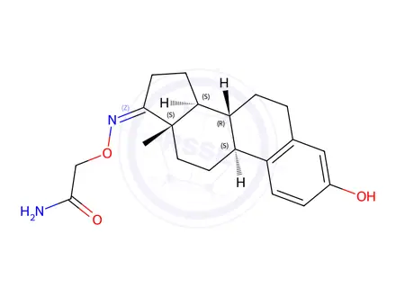 Chemical structure of Acetamide, 2-[[(3-hydroxyestra-1,3,5(10)-trien-17-ylidene)amino]oxy]-(9CI)
