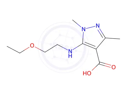 Chemical structure of 5-((2-Ethoxyethyl)amino)-1,3-dimethyl-1h-pyrazole-4-carboxylic acid