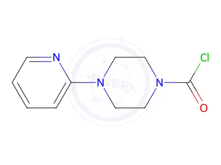 Chemical structure of 4-(pyridin-2-yl)piperazine-1-carbonyl Chloride