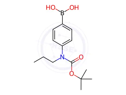 Chemical structure of 4-(N-BOC-N-Propylamino)phenylboronic acid