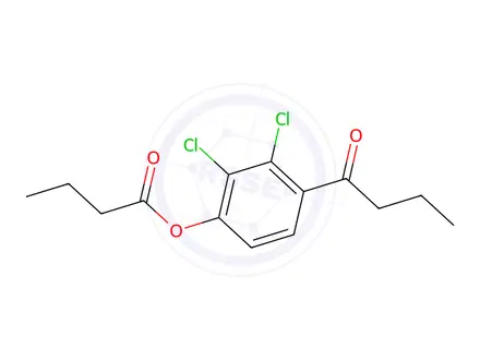 Chemical structure of 4-butyryl-2,3-dichlorophenyl butyrate