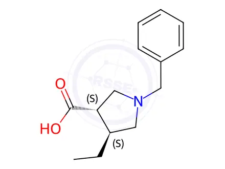 Chemical structure of (3S,4S)-1-benzyl-4-ethylpyrrolidine-3-carboxylic acid