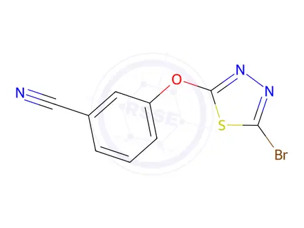 Chemical structure of 3-[(5-Bromo-1,3,4-thiadiazol-2-yl)oxy]benzonitrile
